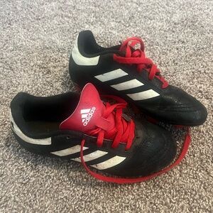 Adidas Kids Black and White Sneakers with Red Laces
